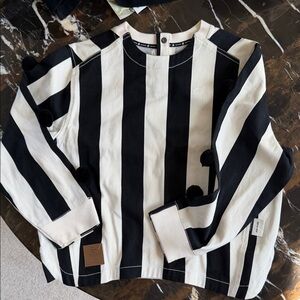 Black and White Striped Long Sleeve Top